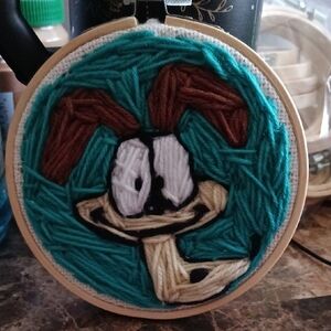 Handcrafted Odie Embroidery 🪡 With White Background wooden hoop included